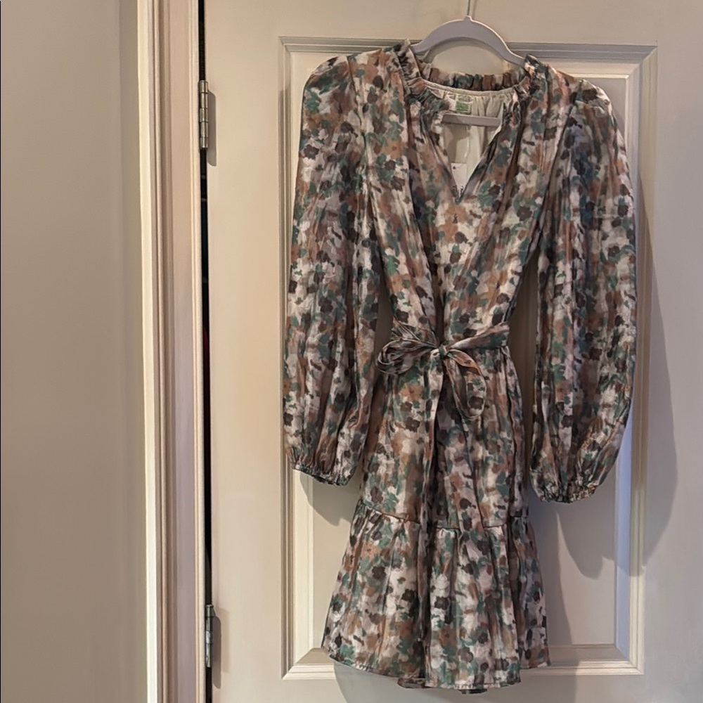 Jade Cream Bishop Sleeve Wrap Dress